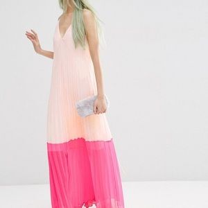 ASOS Pleated Color Block Maxi Dress